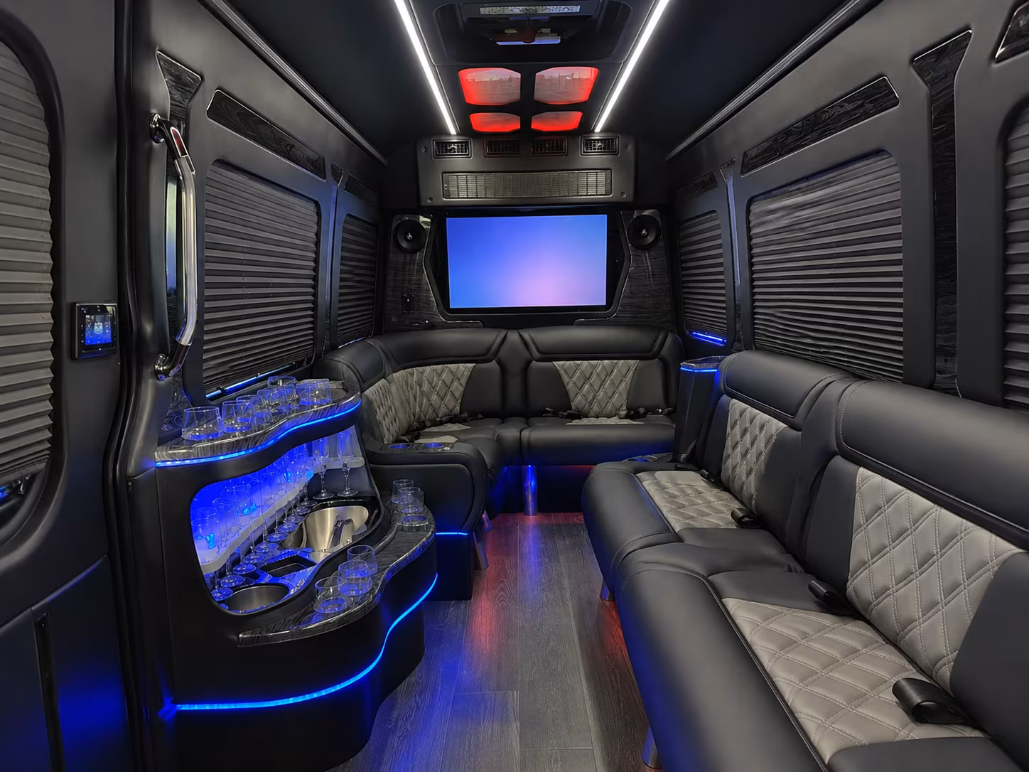 dayton 15 passenger party bus interior